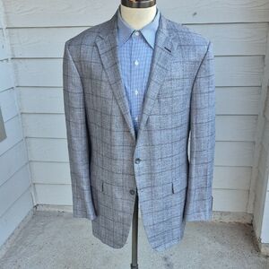TRUNK CLUB Custom Grey Plaid Bamboo Cloth Sz 44 R Mens‎ Sport Coat Blazer